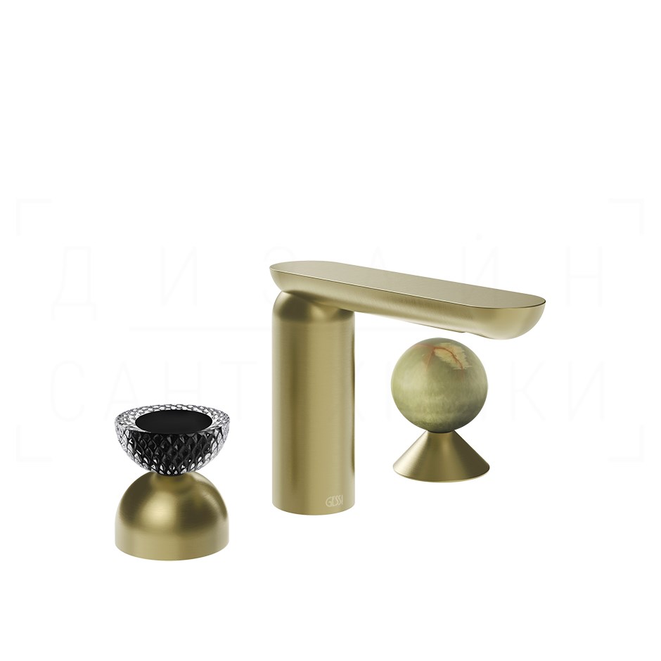 Gessi Perle Смеситель для раковины на 3 отв., без д/к, излив 13,2 см, цвет: brushed brass PVD 74758#727