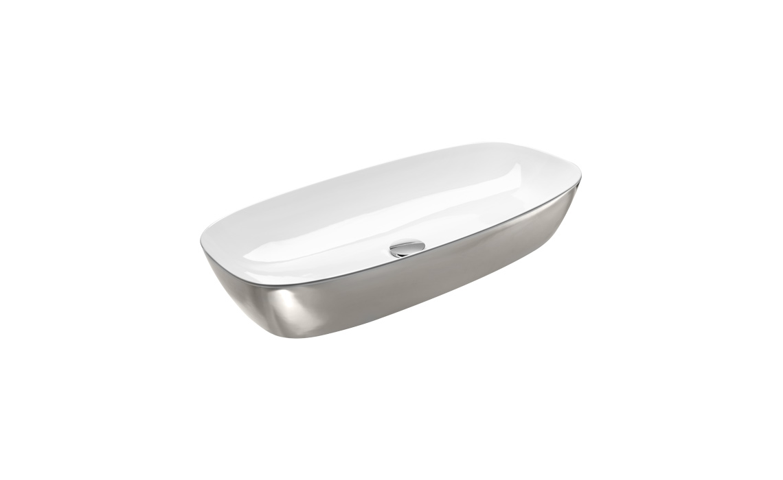 Catalano Zero Раковина чаша 80x40x14h см, без перелива, покр. Cataglaze, цвет: серебро/белый глянц. 0622800041