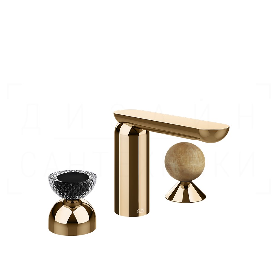 Gessi Perle Смеситель для раковины на 3 отв., без д/к, излив 13,2 см, цвет: warm bronze PVD 74738#735