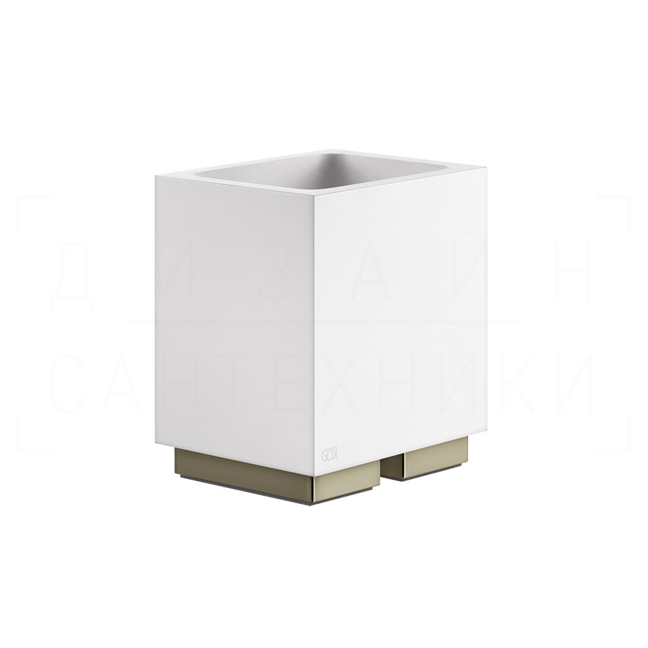 Gessi Inverso/Rettangolo Стакан настольный, керамический Neolite, цвет: white/nickel PVD 20831#720
