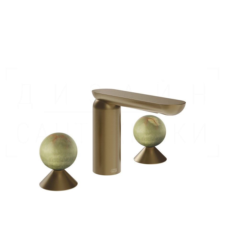 Gessi Perle Смеситель для раковины на 3 отв., без д/к, излив 13,2 см, цвет: deep bronze brushed PVD 74555#791