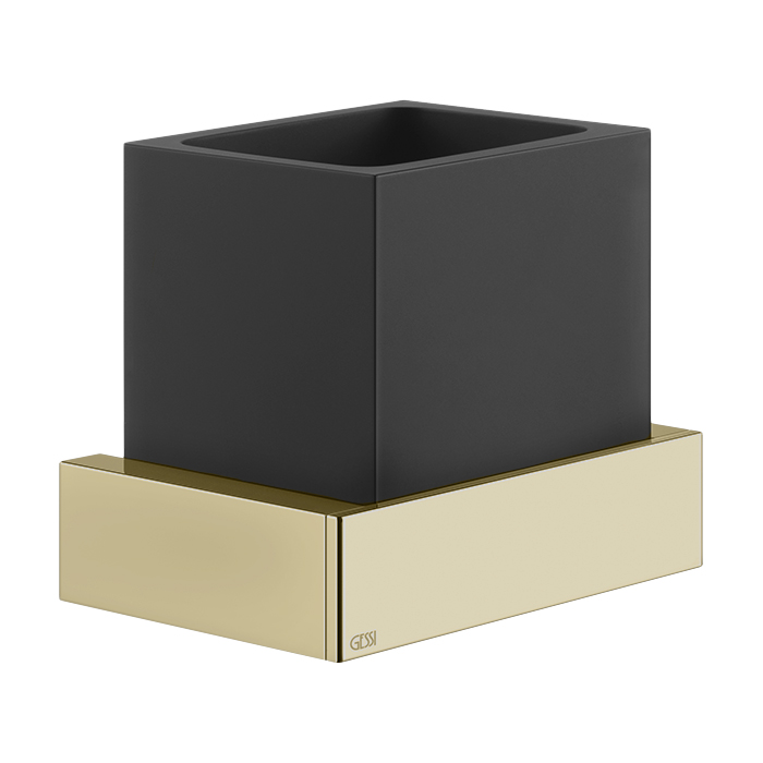 Gessi Inverso/Rettangolo Стакан подвесной, черный керамический, цвет: brushed brass PVD 20808#727