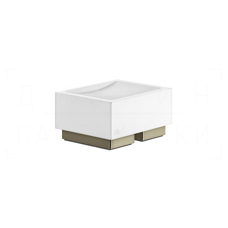 Gessi Inverso/Rettangolo Мыльница с керамической чашей Neolite, настольная, цвет: white/nickel PVD 20825#720