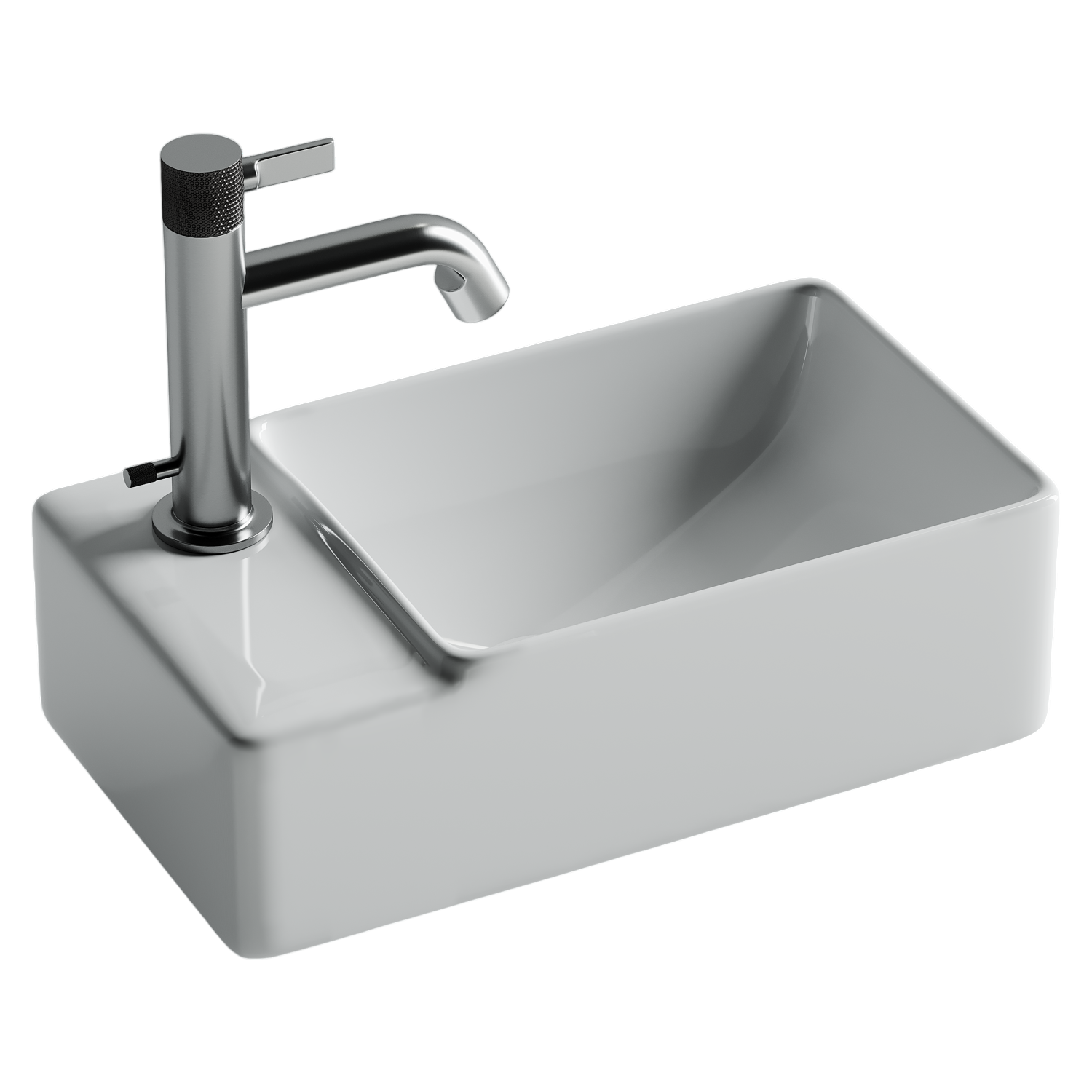 Ceramicanova Element Раковина подвесная 39,5х22 см, без перелива, смес. слева, цвет: белый глянц. CN5046