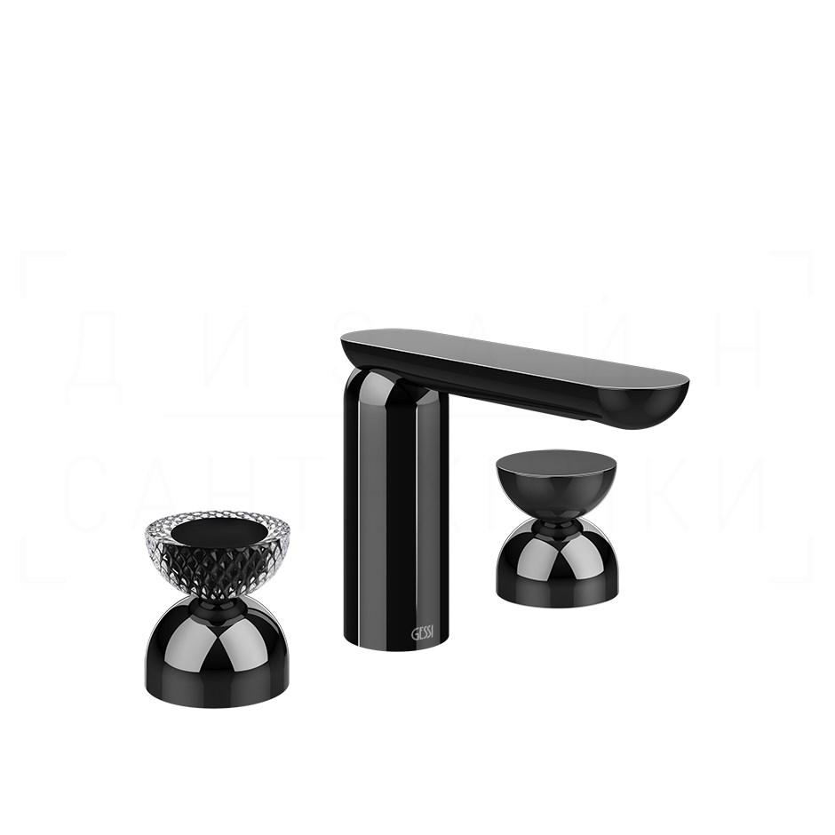 Gessi Perle Смеситель для раковины на 3 отв., без д/к, излив 13,2 см, цвет: black metal PVD 74796#706