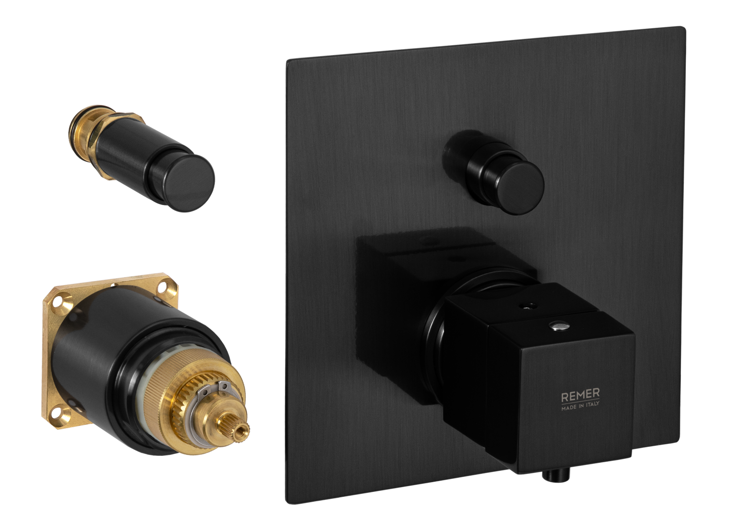 Remer Q-Elegance Термостат для ванны встраиваемый, 2 потребителя, цвет: cromo nero spazzolato QT09KBCFP