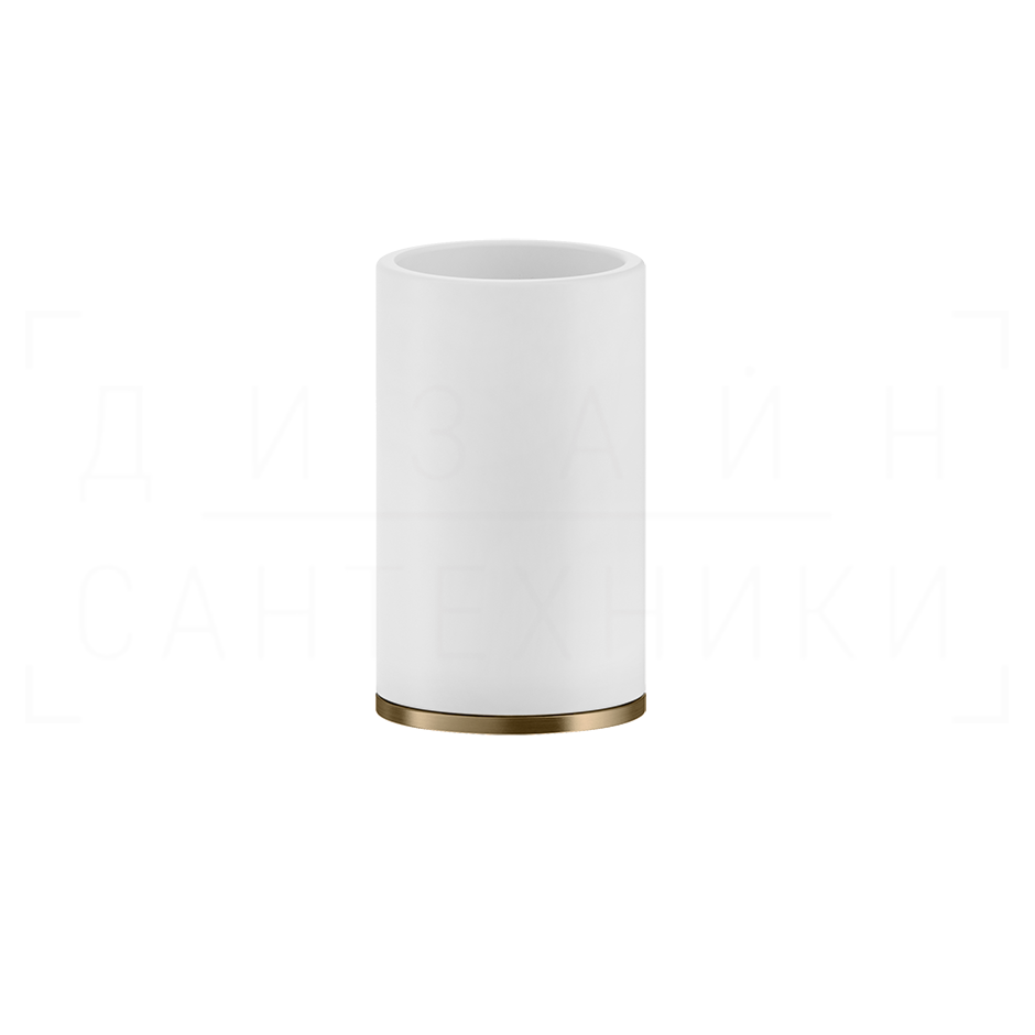 Gessi Inciso Стакан настольный, керамический Neolite, цвет: white/warm bronze brushed PVD 58531#726