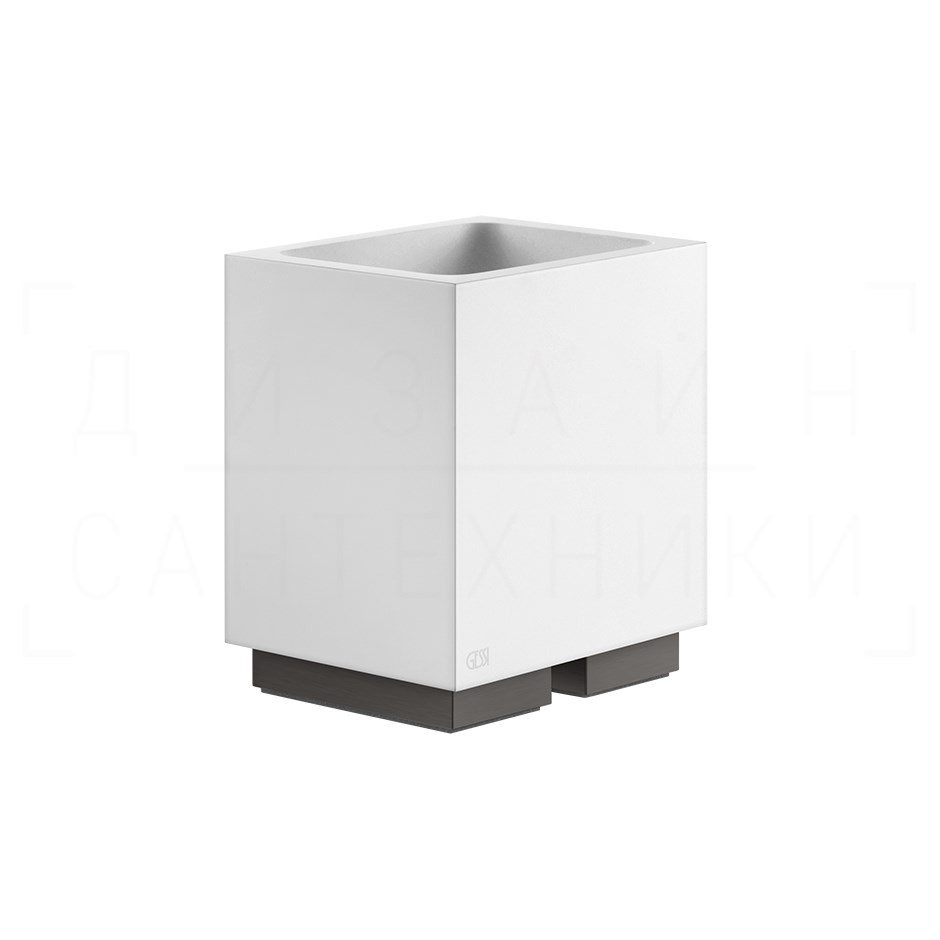 Gessi Inverso/Rettangolo Стакан настольный, керамическ. Neolite, цвет: white/black metal brushed PVD 20831#707