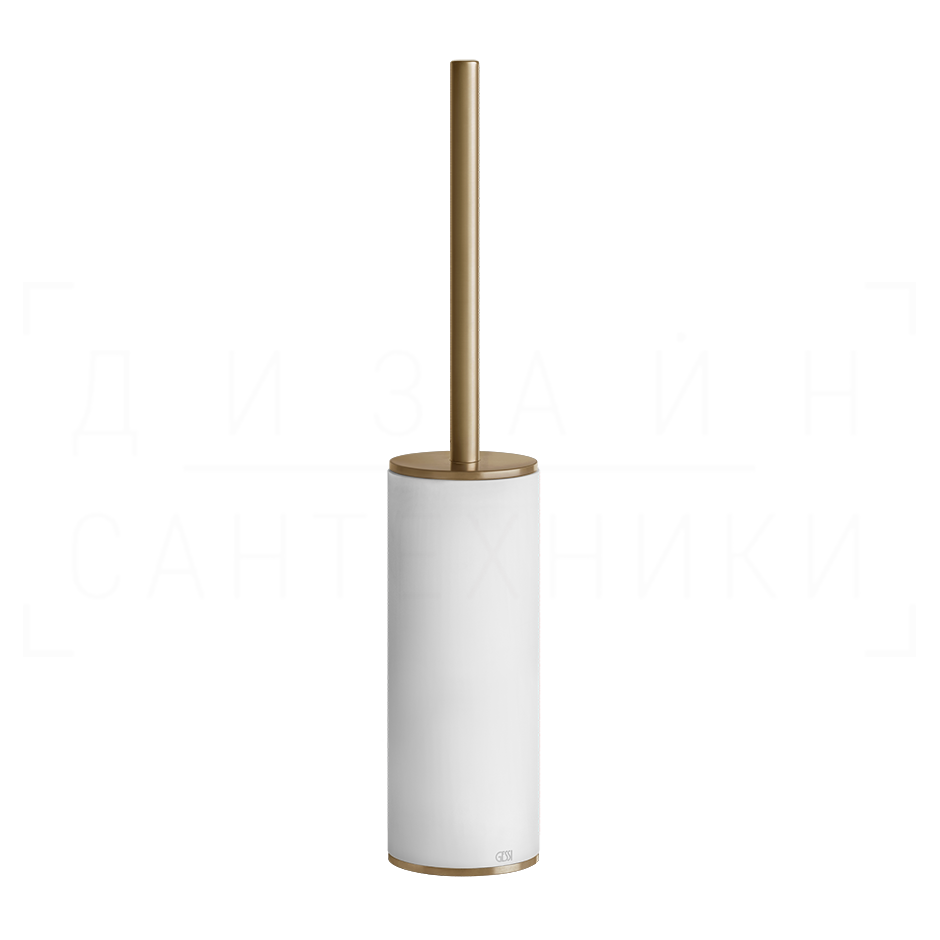 Gessi 316 Ершик для унитаза напольный, с кермич. колбой Neolite, цвет: white/warm bronze brushed PVD 54743#726