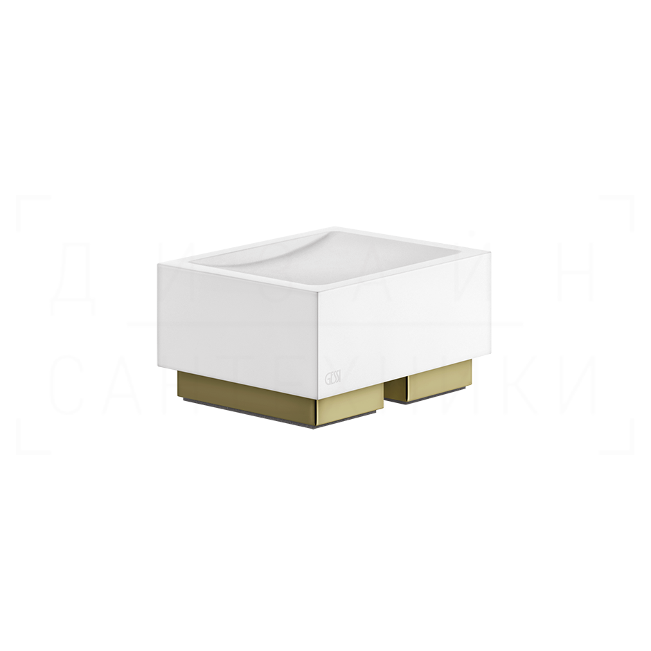 Gessi Inverso/Rettangolo Мыльница с керамической чашей Neolite, настольная, цвет: white/brass PVD 20825#710