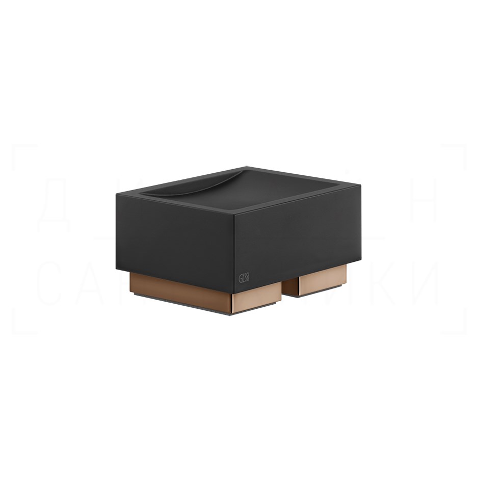 Gessi Inverso/Rettangolo Мыльница с керамической чашей Neolite, настольная, цвет: black/copper PVD 20826#030