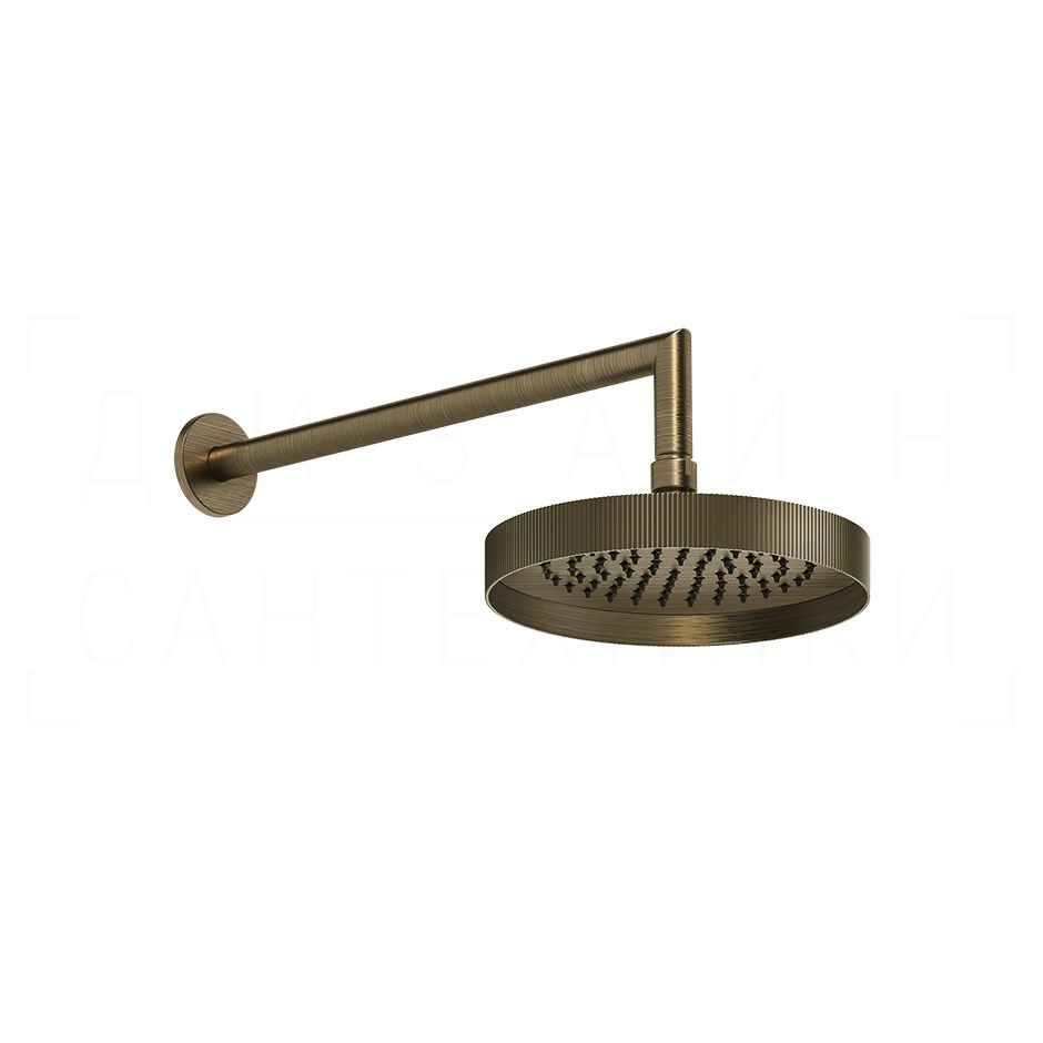 Gessi Inverso Верхний душ d21,8 см, настенный кронштейн, 1 вид струи, цвет: antique brass 63548#713