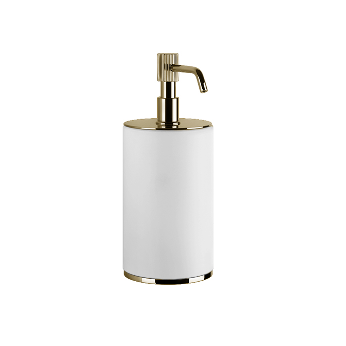 Gessi Venti20 Дозатор для жидкого мыла настольный, с белой колбой, цвет: Brass PVD 65437#710