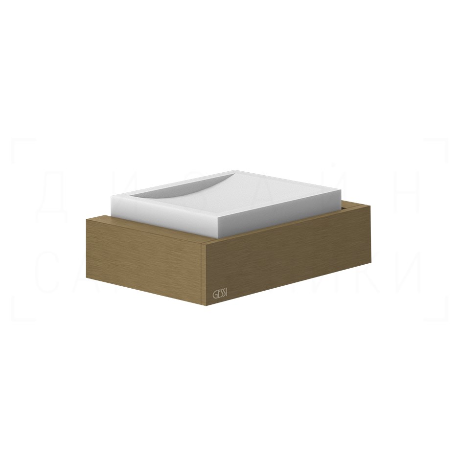 Gessi Inverso/Rettangolo Мыльница с керамической чашей Neolite, подвесная, цвет: white/antique brass 20801#713