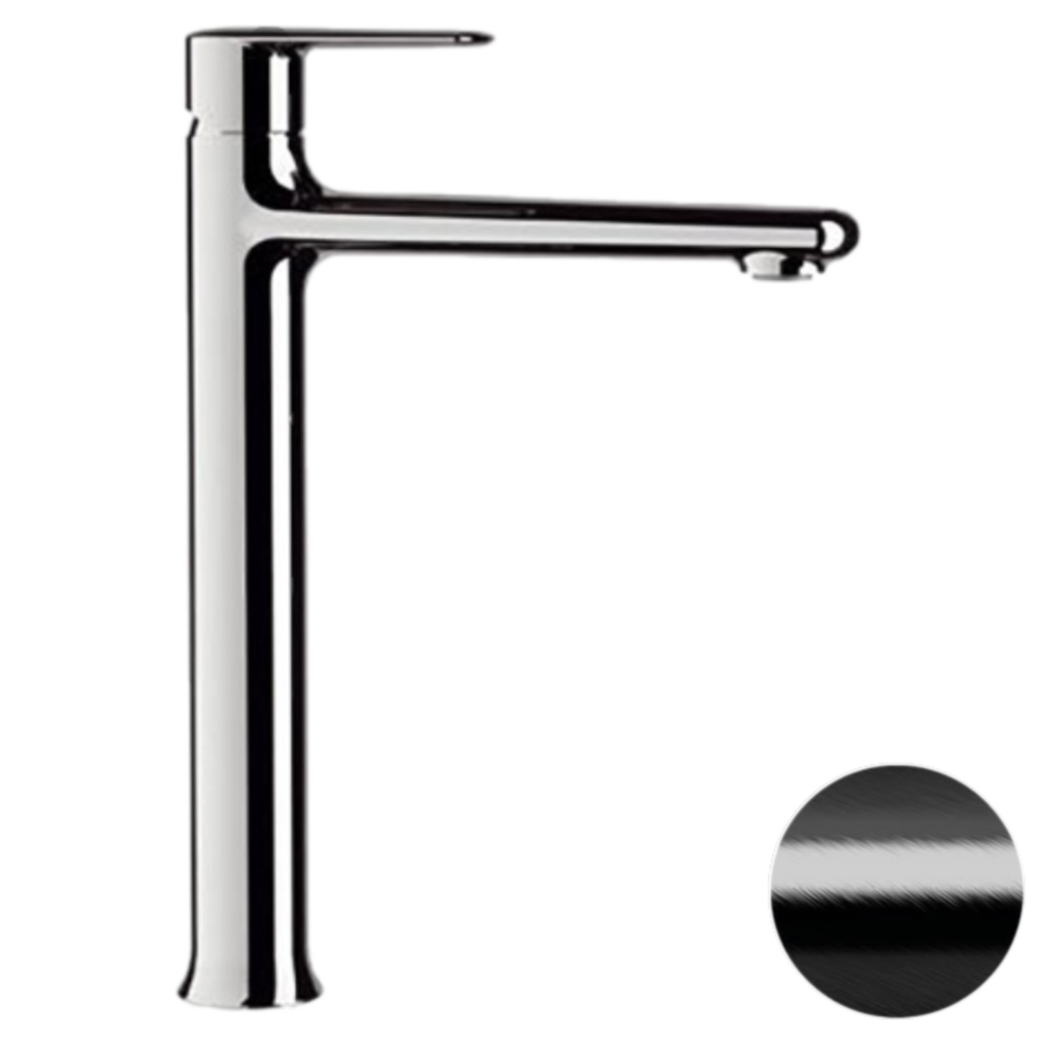 Remer Vanity Смеситель для раковины, без д/к, высота излива 24,2 см, цвет: cromo nero spazzolato V11LCFP