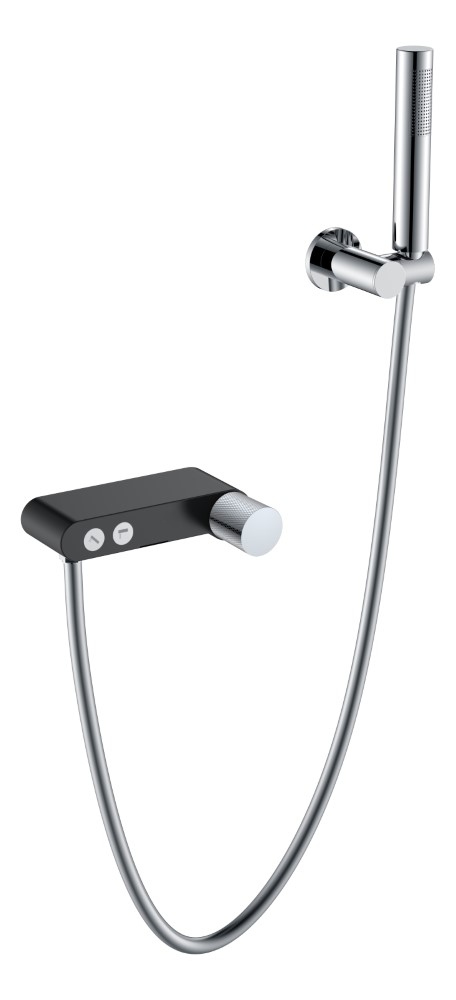 Boheme Stick Touch Смеситель для ванны с душевым комплектом: ручной душ, излив, цвет: black/chrome 123-BCR.2