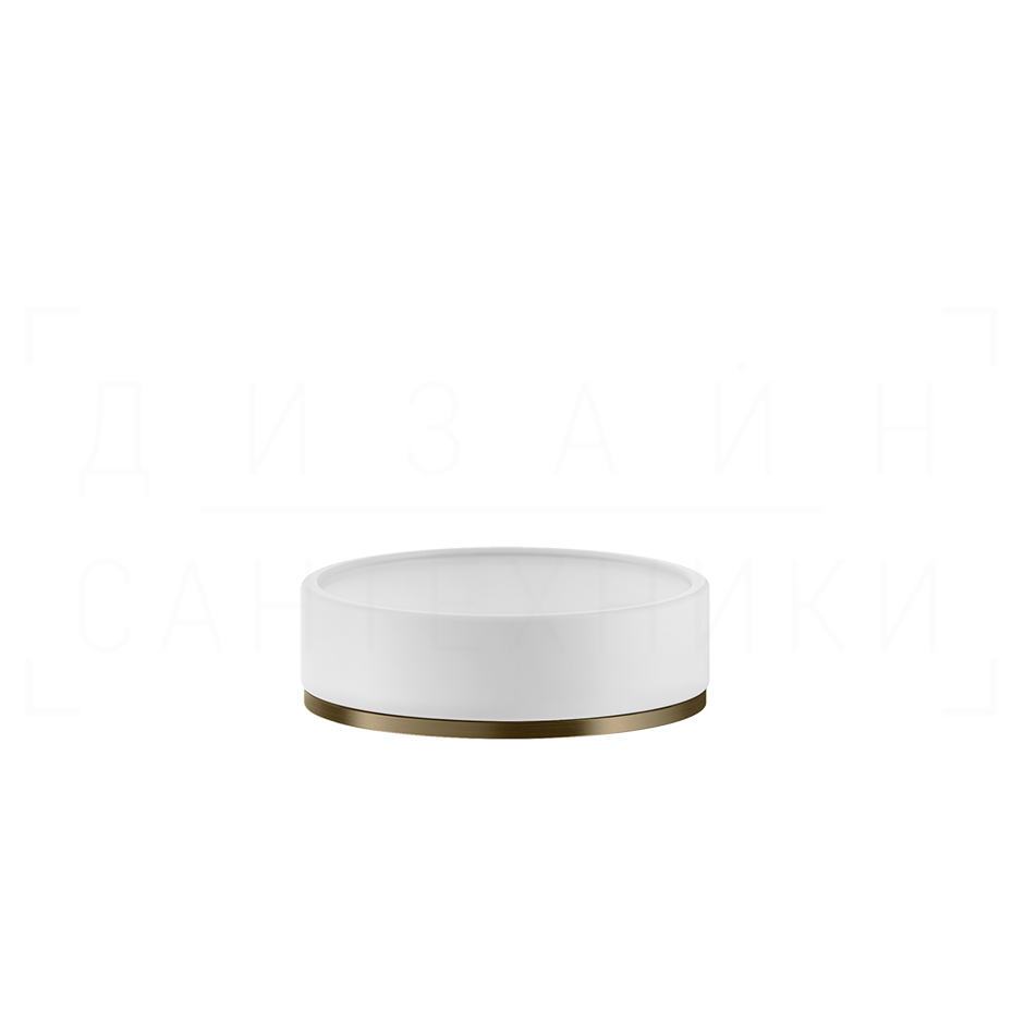 Gessi Inciso Мыльница с керамической чашей Neolite, настольная, цвет: white/deep bronze brushed PVD 58525#791