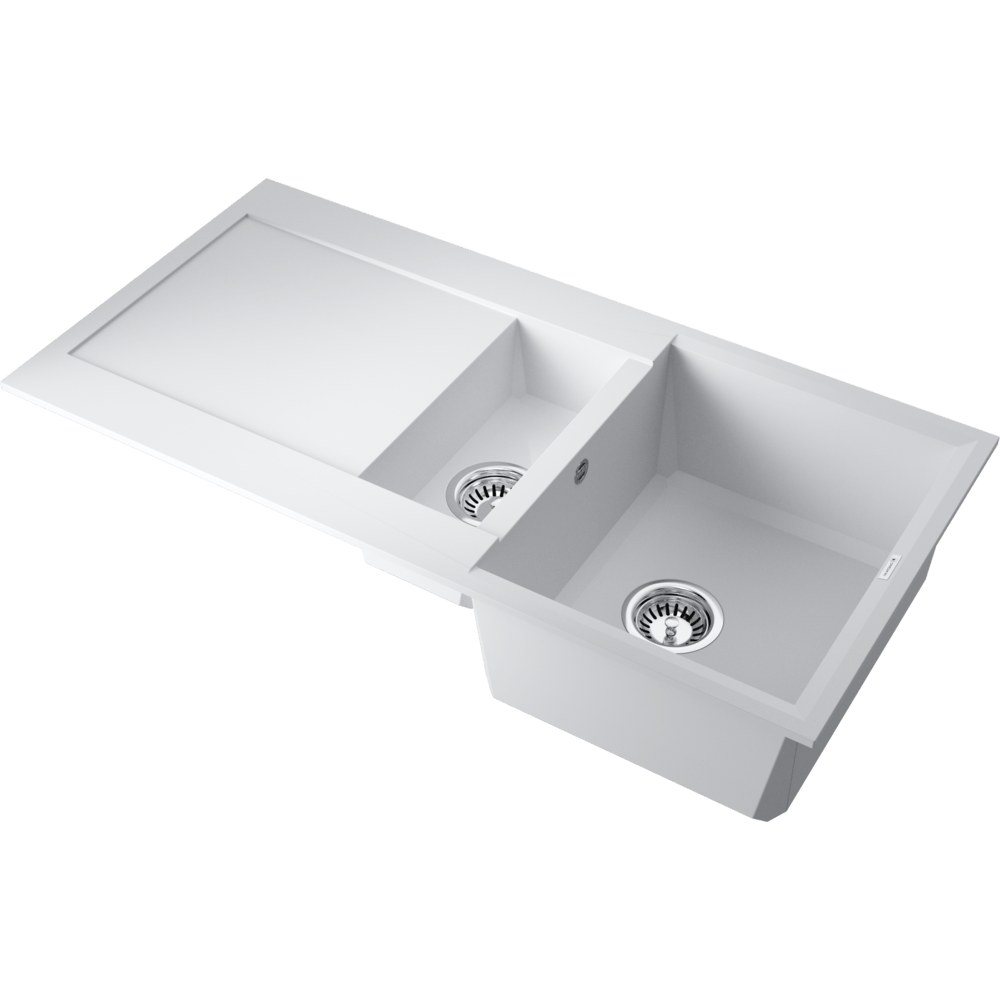 Omoikiri Sakaime 100-2-WH Кухонная мойка Tetogranit 100x50 см, цвет: белый 4993895