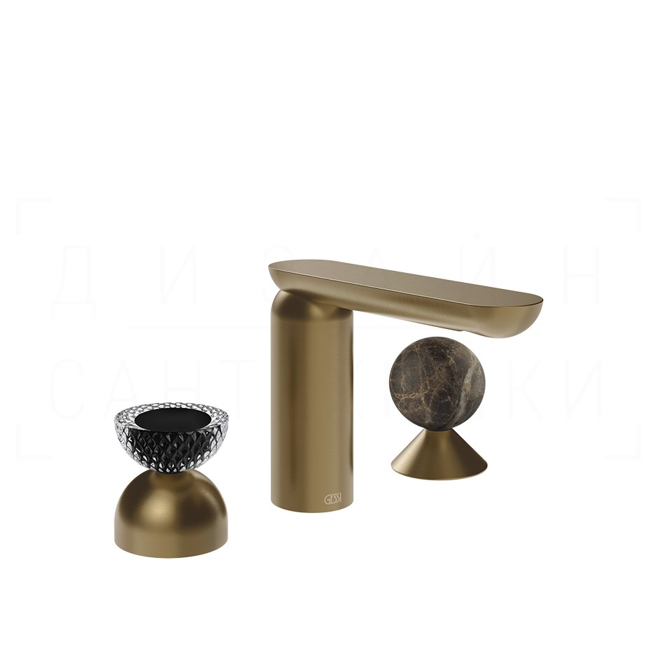 Gessi Perle Смеситель для раковины на 3 отв., без д/к, излив 13,2 см, цвет: deep bronze brushed PVD 74718#791