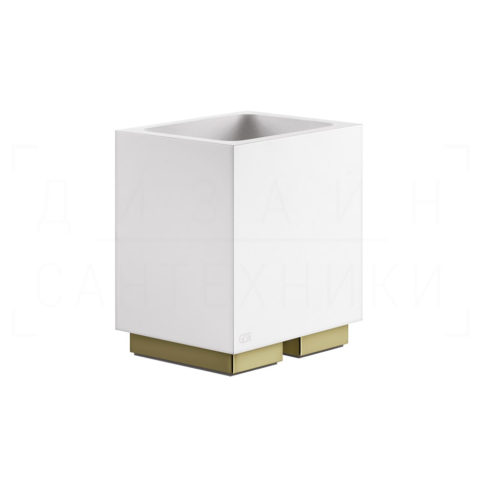 Gessi Inverso/Rettangolo Стакан настольный, керамический Neolite, цвет: white/brass PVD 20831#710