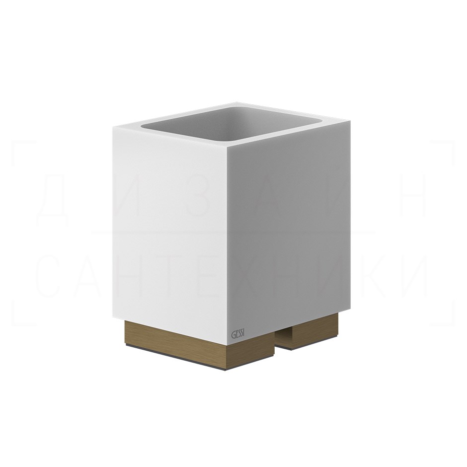Gessi Inverso/Rettangolo Стакан настольный, керамический Neolite, цвет: white/antique brass 20831#713