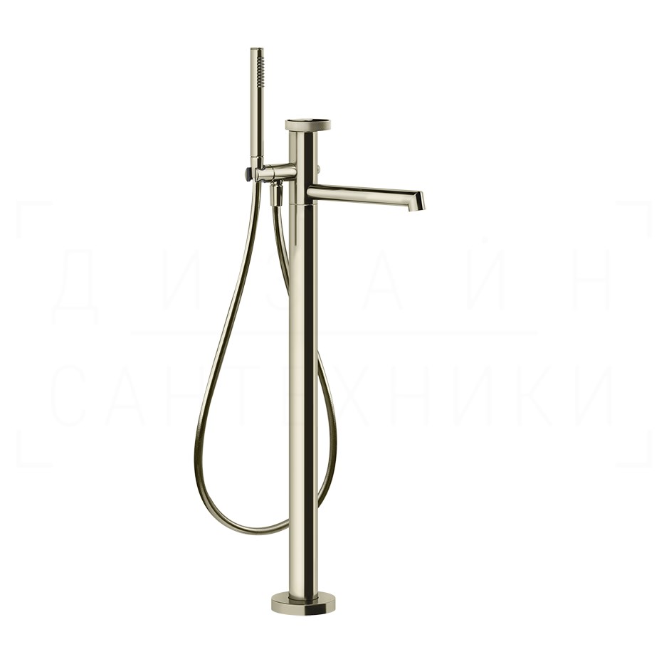 Gessi Anello Смеситель для ванны напольный, с душевым гарнитуром, излив 26 см, цвет: nickel PVD 63328#720