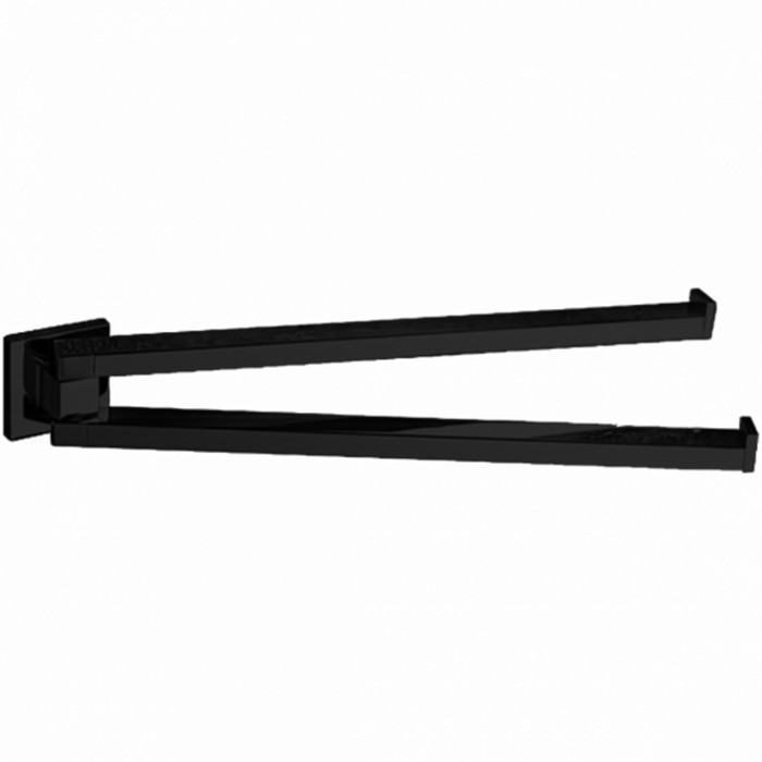 Colombo Design Basic Q Полотенцедержатель двойной поворотный, 33.4 см, подвесной, цвет: matt black B3712.NM