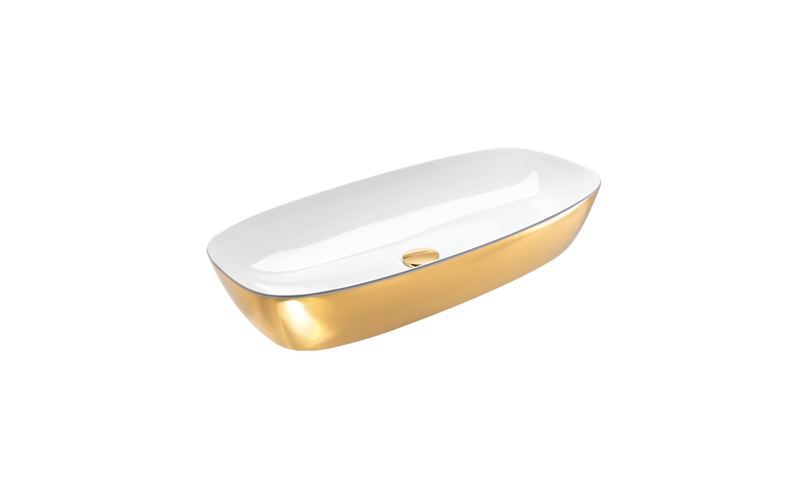Catalano Zero Раковина чаша 80x40x14h см, без перелива, покр Cataglaze, цвет: золото/белый глянцевый 0622800042