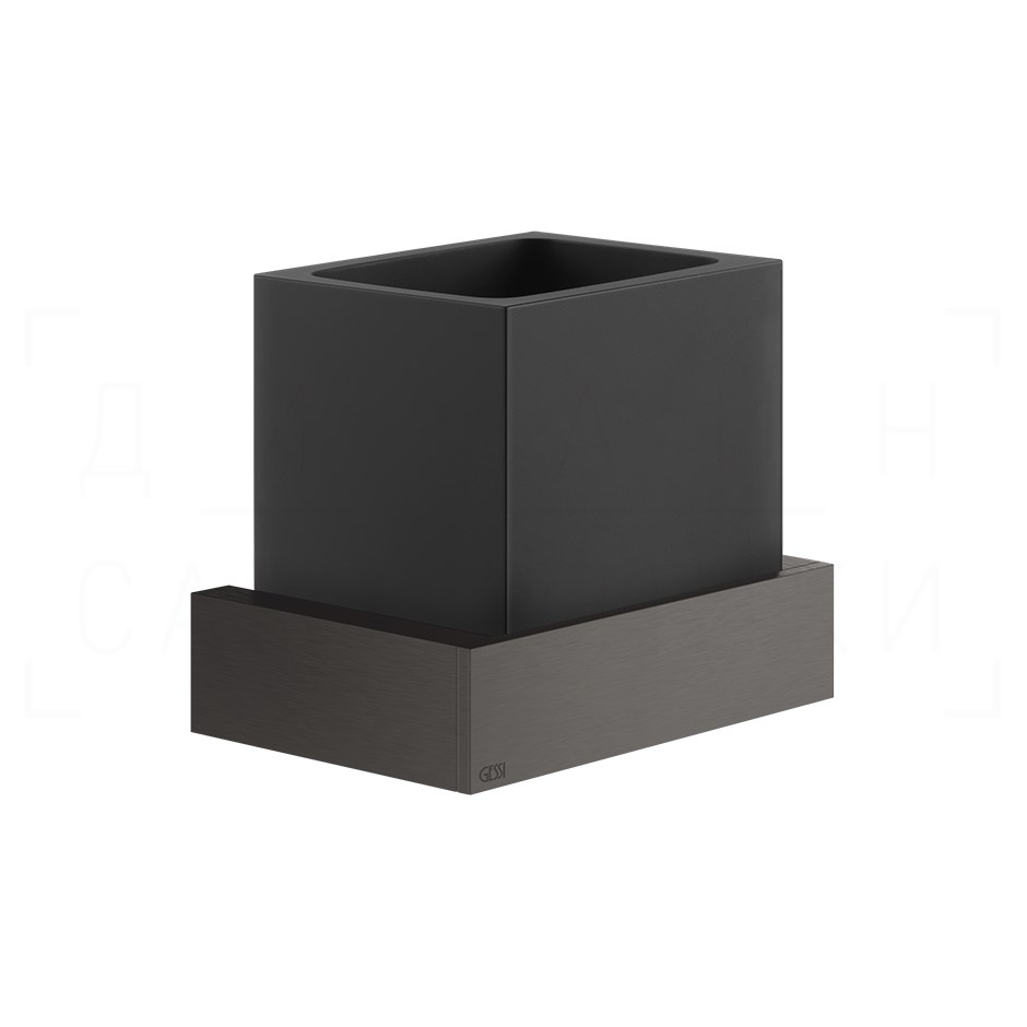 Gessi Inverso/Rettangolo Стакан подвесной, керамический Neolite, цвет: black/black metal brushed PVD 20808#707
