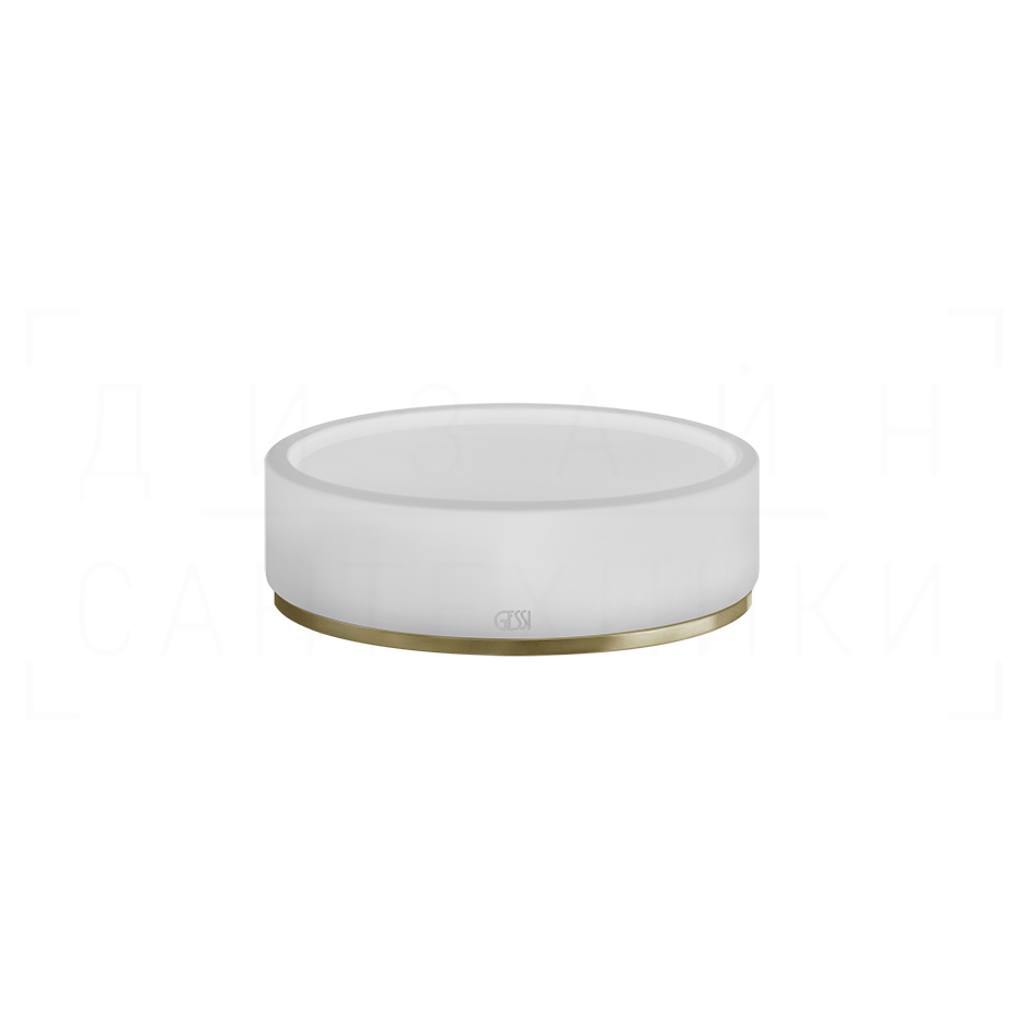 Gessi 316 Мыльница с керамической чашей Neolite, настольная, цвет: white/brushed brass PVD 54725#727