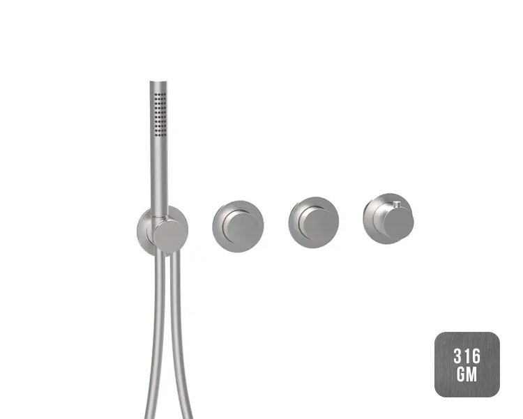 Almar Push Round Термостат для душа, внешняя часть на 2 потребителя, цвет: brushed gun metal E180433.GM316