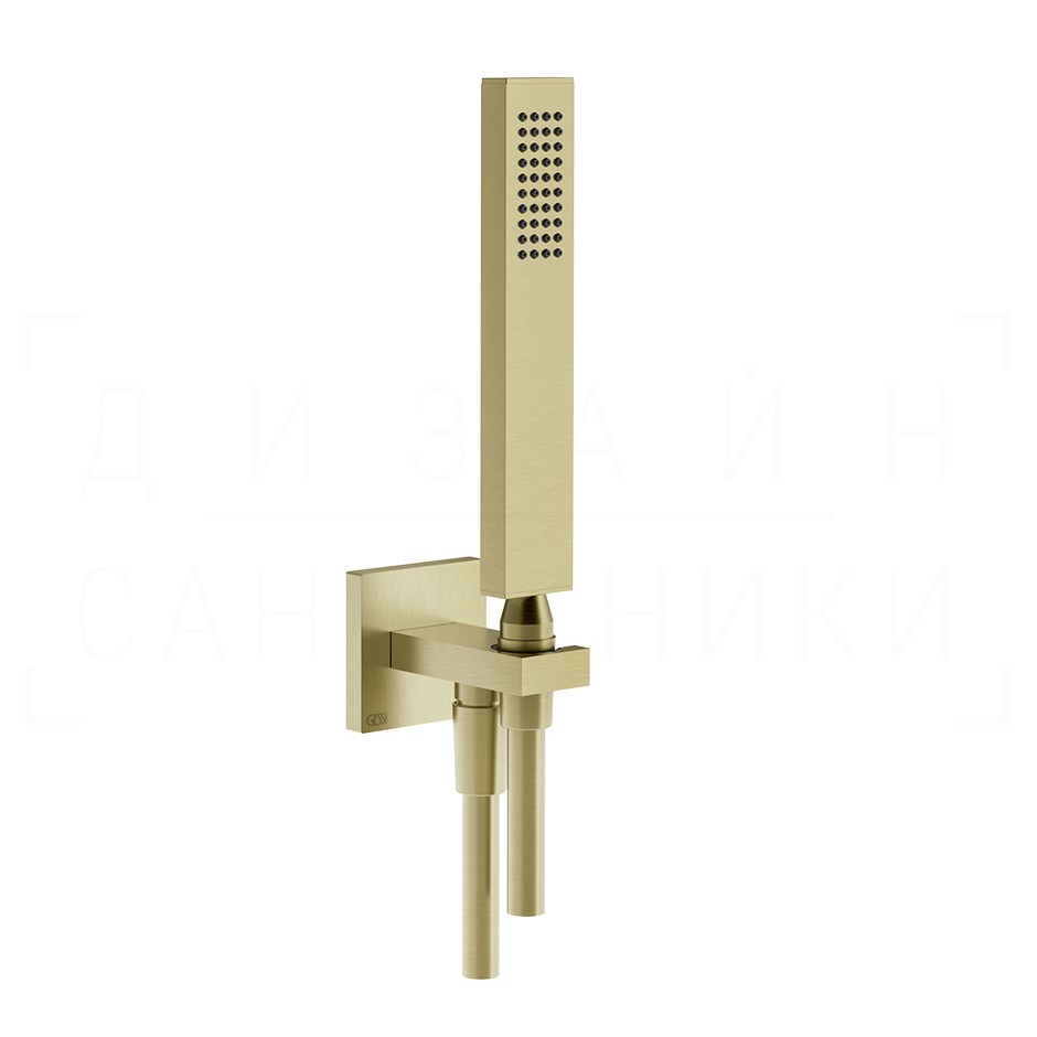 Gessi Rettangolo Душевой гарнитур: ручной душ, держатель, шланг 150 см, цвет: brushed brass PVD 20123#727