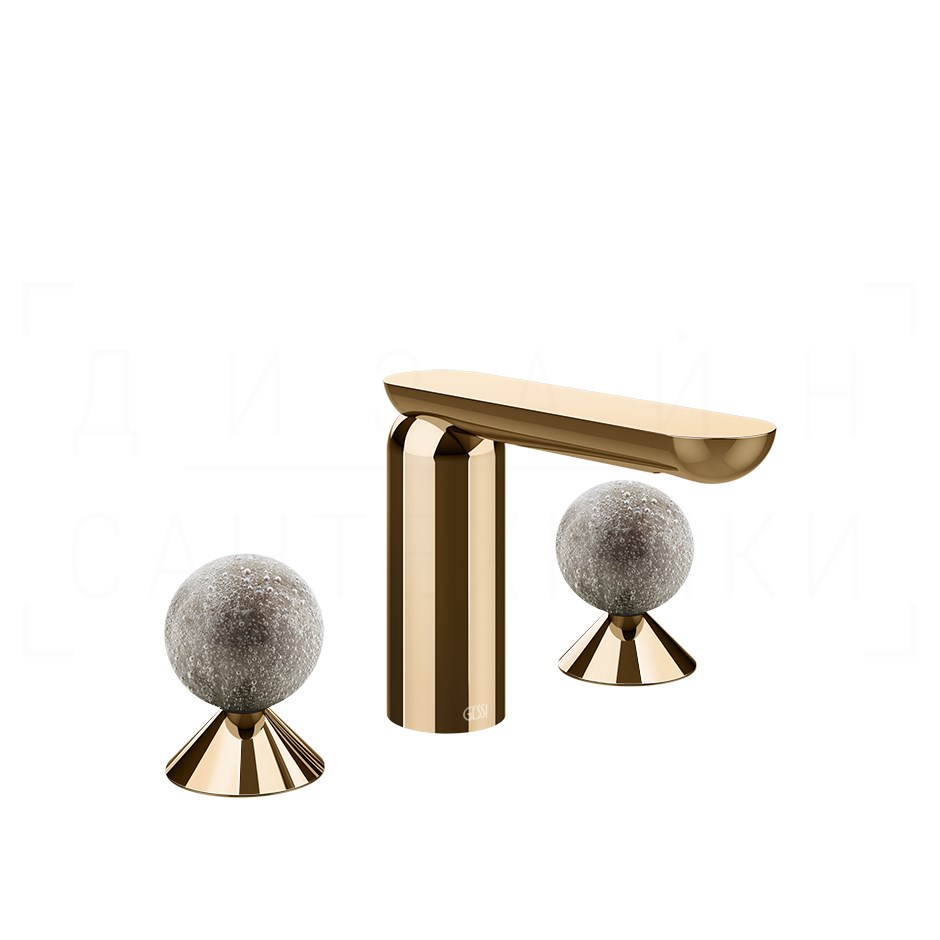 Gessi Perle Смеситель для раковины на 3 отв., без д/к, излив 13,2 см, цвет: warm bronze PVD 74665#735