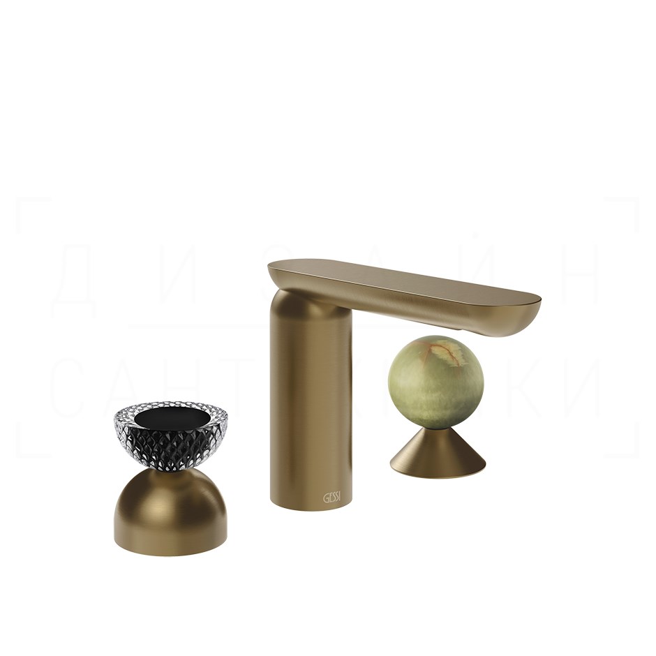 Gessi Perle Смеситель для раковины на 3 отв., без д/к, излив 13,2 см, цвет: deep bronze brushed PVD 74758#791