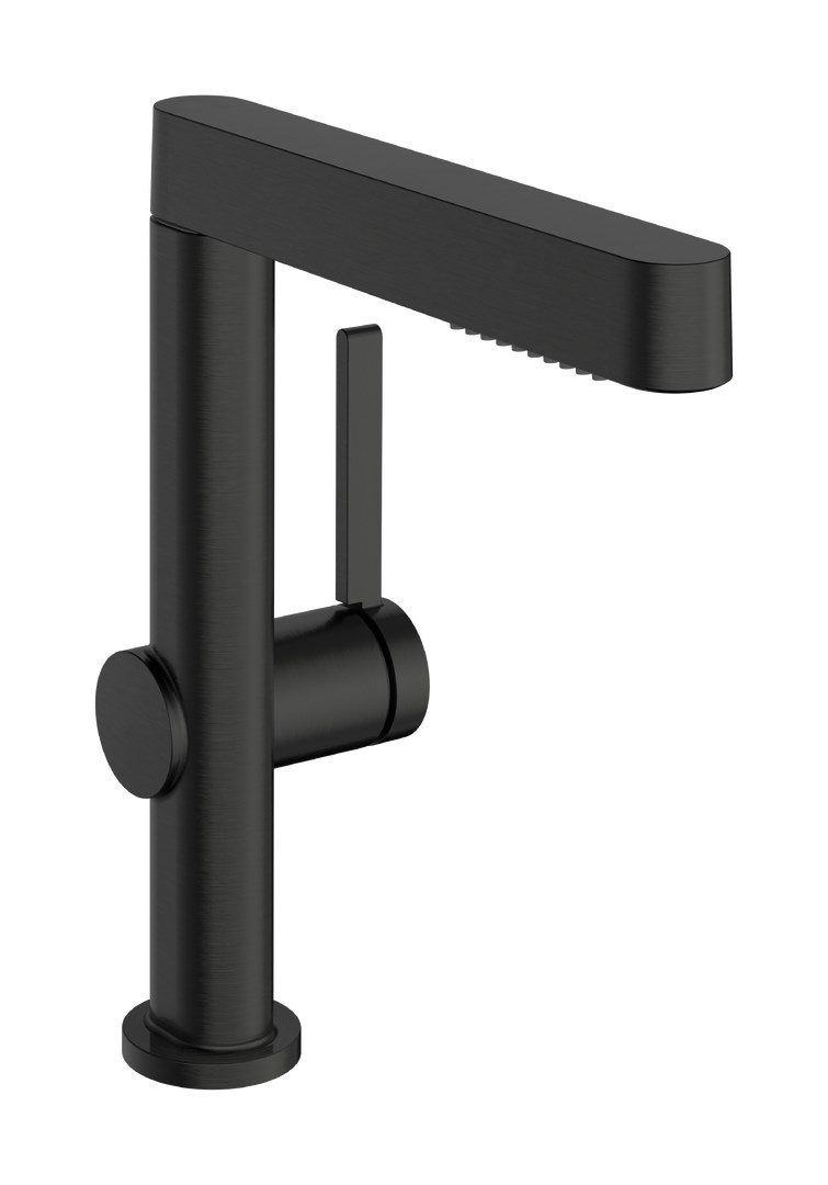 Hansgrohe Finoris Смеситель для раковины высокий, с д/к, излив 17,8 см, цвет: шлифов. черный хром 76060340