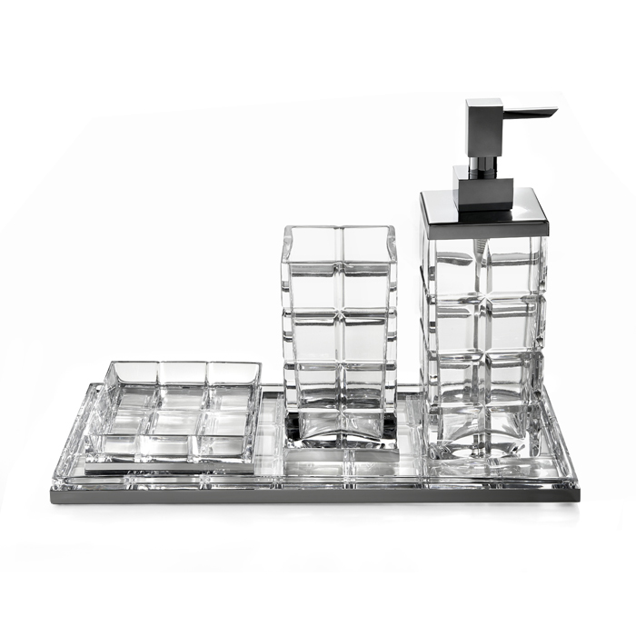 3SC Palace Комплект аксессуаров: дозатор стакан мыльница лоток цвет: Clear Crystal/Matt Black Nickel PA99ACRCFM
