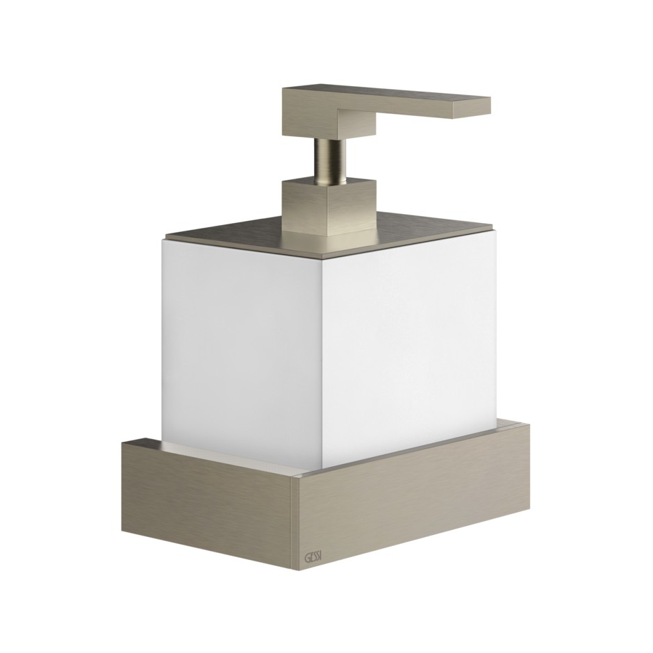 Gessi Inverso/Rettangolo Дозатор для жидкого мыла, подвес., белая колба, цвет: finox brushed nickel 20813#149