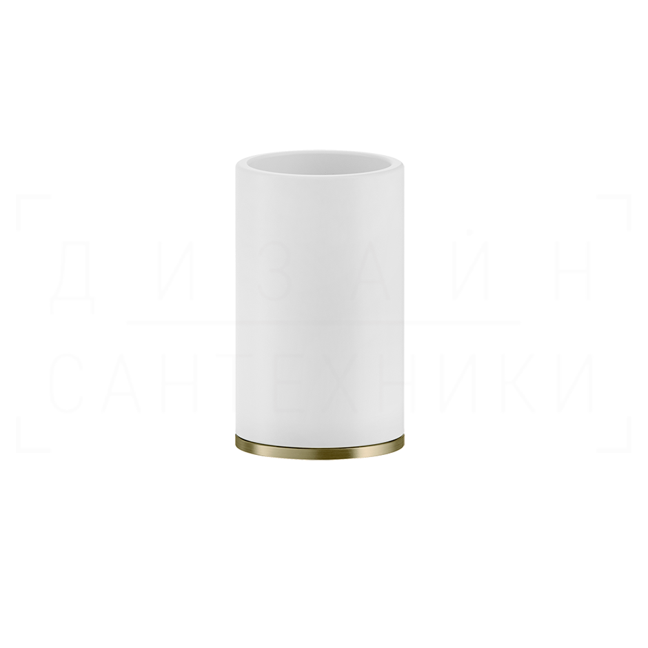 Gessi Inciso Стакан настольный, керамический Neolite, цвет: white/brushed brass PVD 58531#727