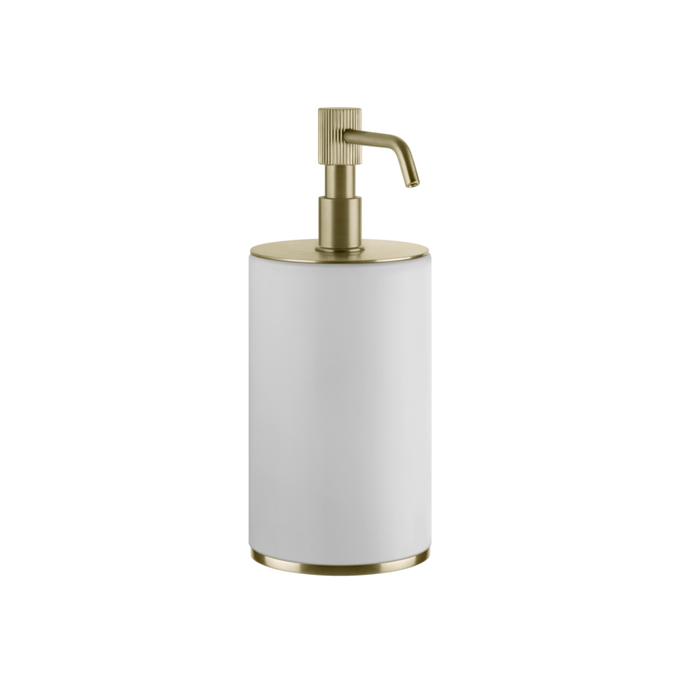 Gessi Venti20 Дозатор для жидкого мыла настольный, композитная колба, цвет: brushed brass PVD 65437#727