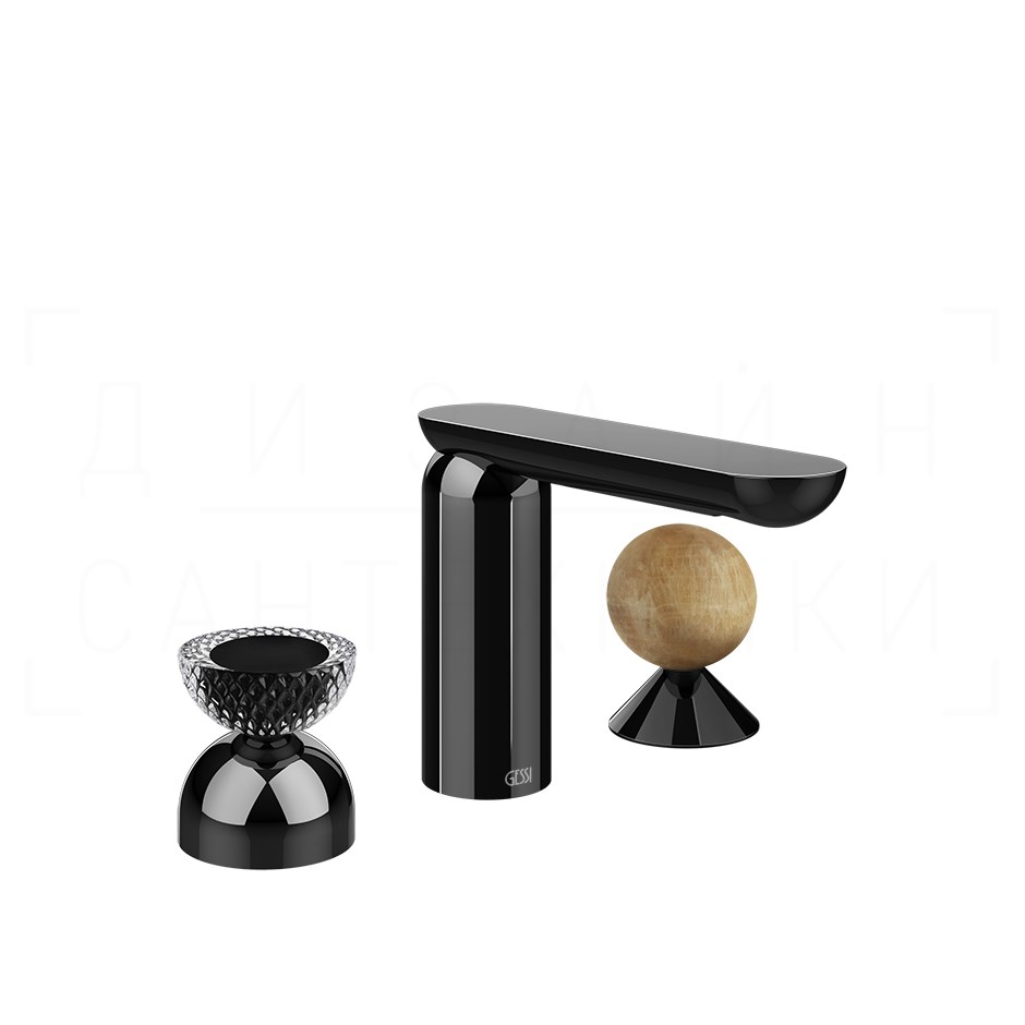 Gessi Perle Смеситель для раковины на 3 отв., без д/к, излив 13,2 см, цвет: black metal PVD 74738#706