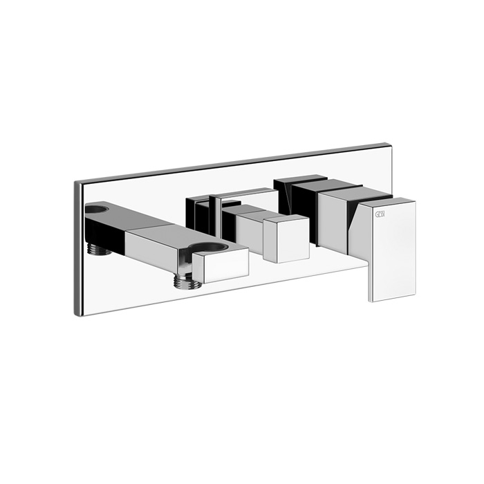Gessi Rettangolo Смеситель для ванны встраиваемый, 2 потребителя, лейка, внешняя часть, цвет: chrome 44911#031