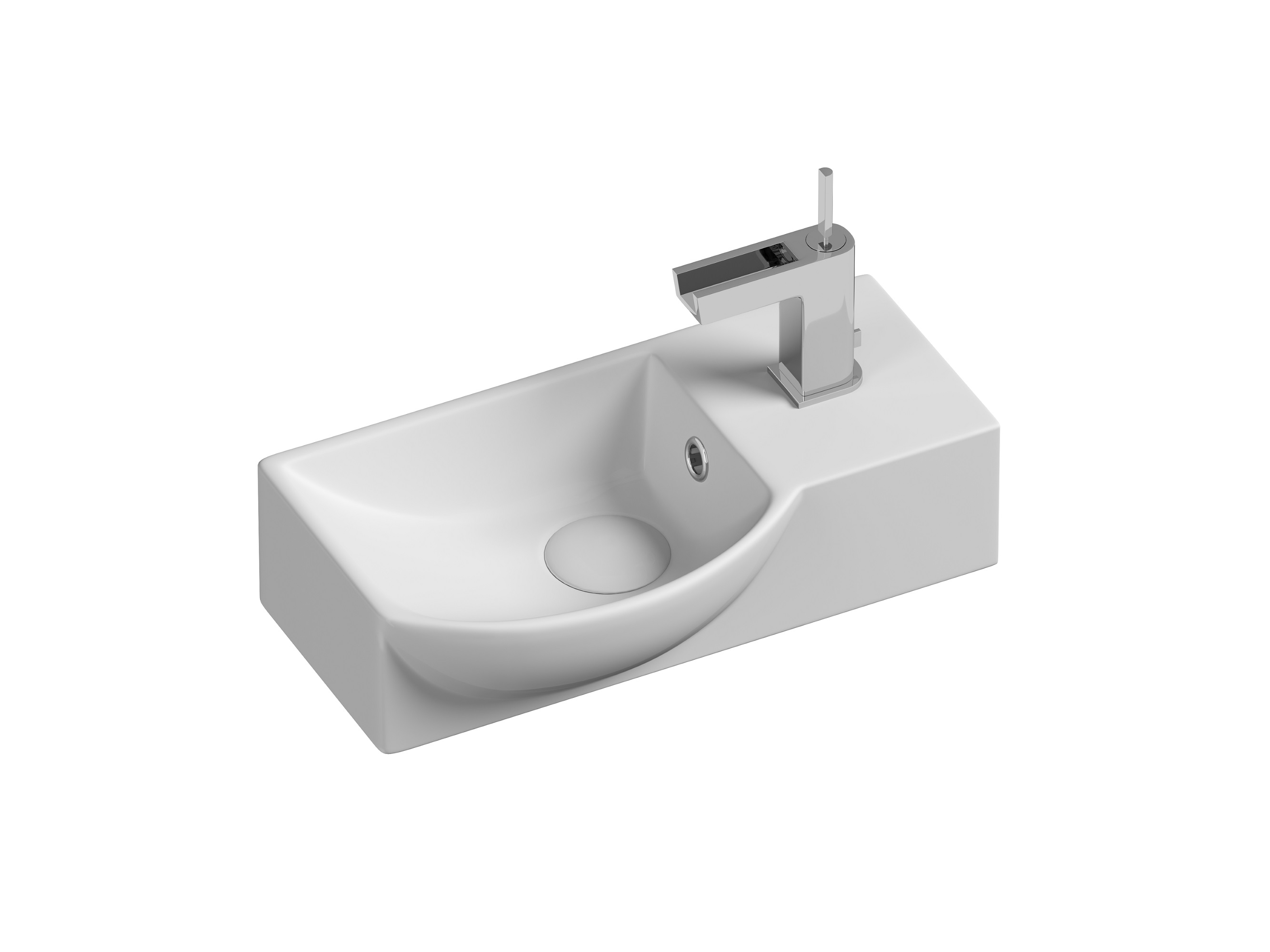 Ceramicanova Element Раковина подвесная 40х22 см, с переливом, смеситель справа, цвет: белый глянц. CN6039L