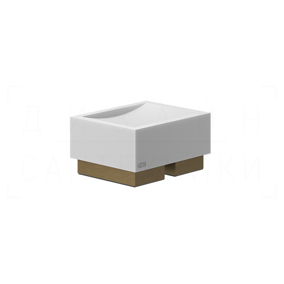 Gessi Inverso/Rettangolo Мыльница с чашей Neolite, настольная, цвет: white/antique brass 20825#713