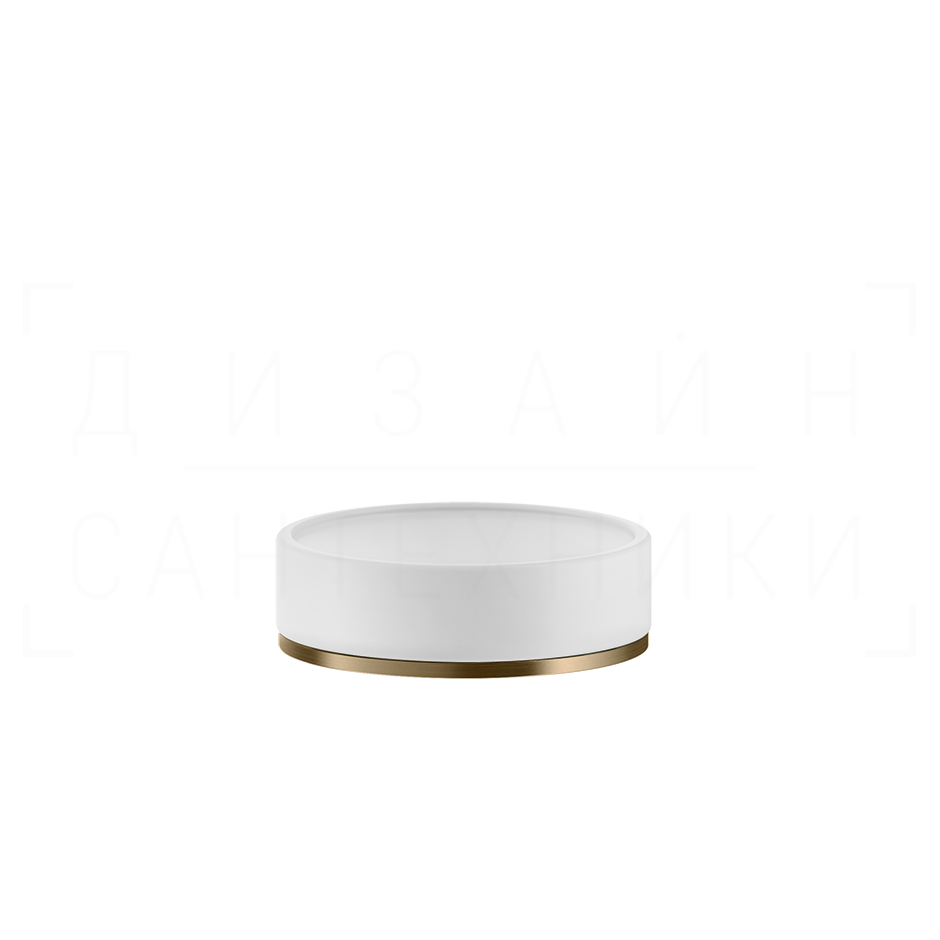 Gessi Inciso Мыльница с керамической чашей Neolite, настольная, цвет: white/warm bronze brushed PVD 58525#726