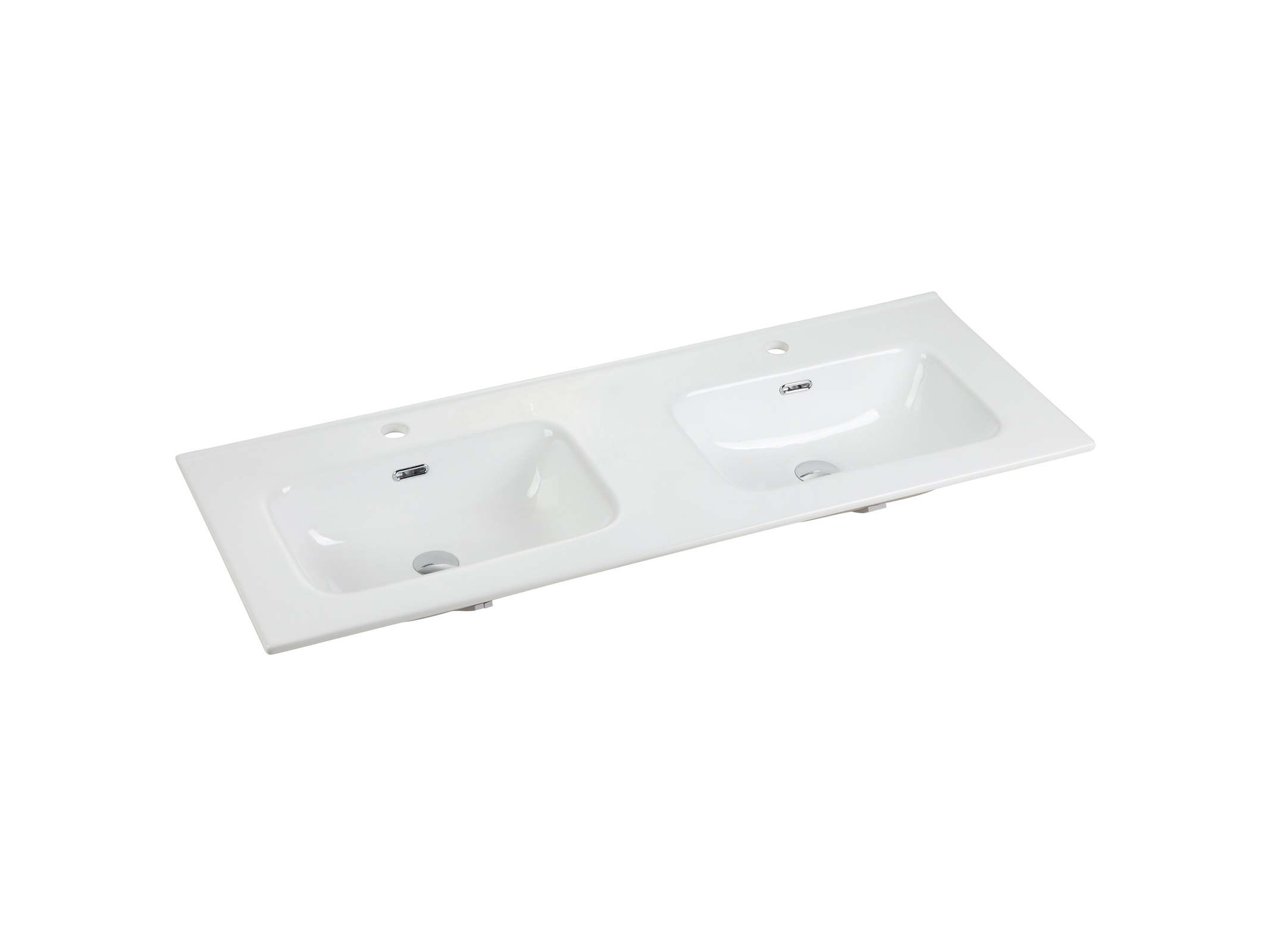Ceramicanova Element Раковина накладная с 2мя чашами 121х46,5 см, перелив, цвет: белый глянцевый CN7004