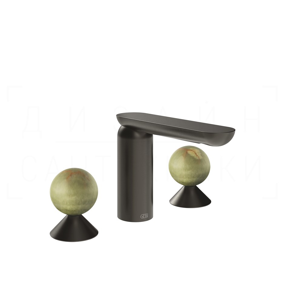Gessi Perle Смеситель для раковины на 3 отв., без д/к, излив 13,2 см, цвет: black metal brushed PVD 74555#707