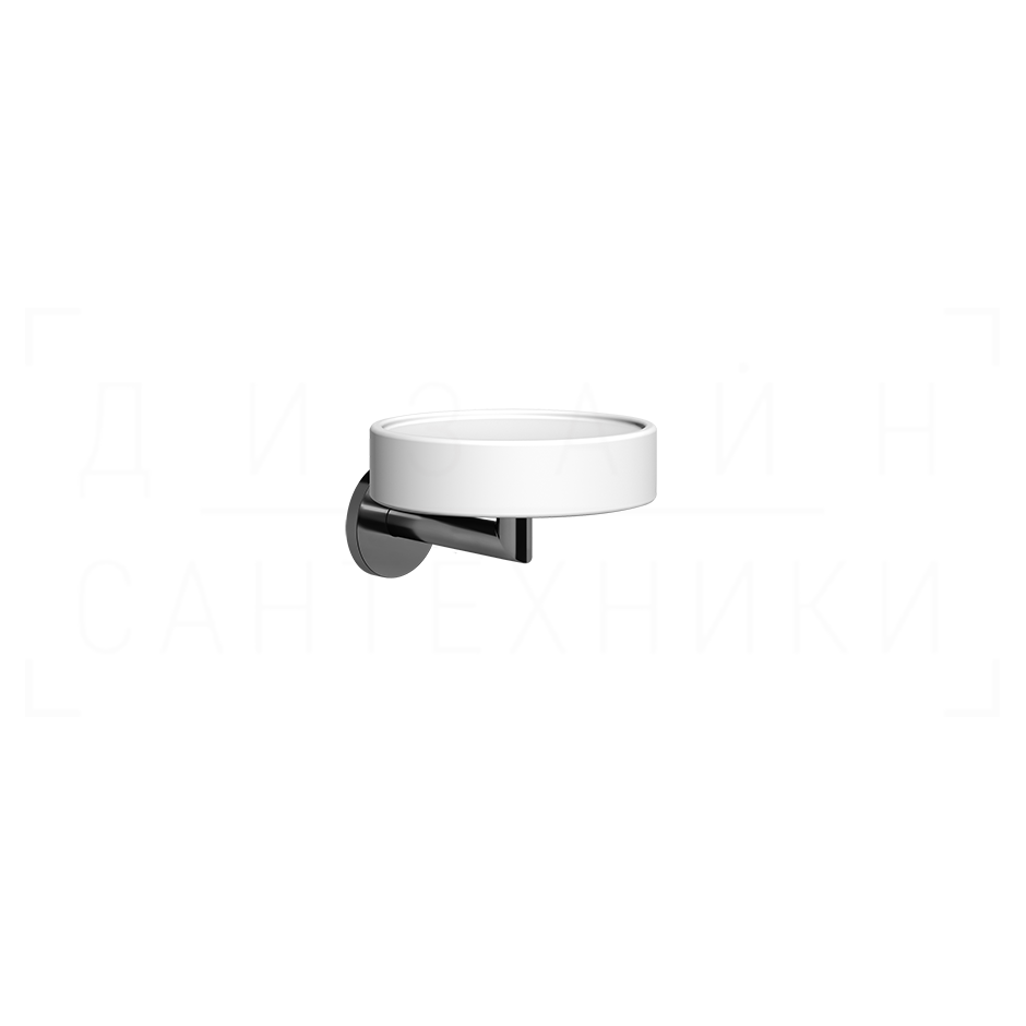Gessi Ventaglio Мыльница с керамической чашей Neolite, подвесная, цвет: white/black metal PVD 63601#706