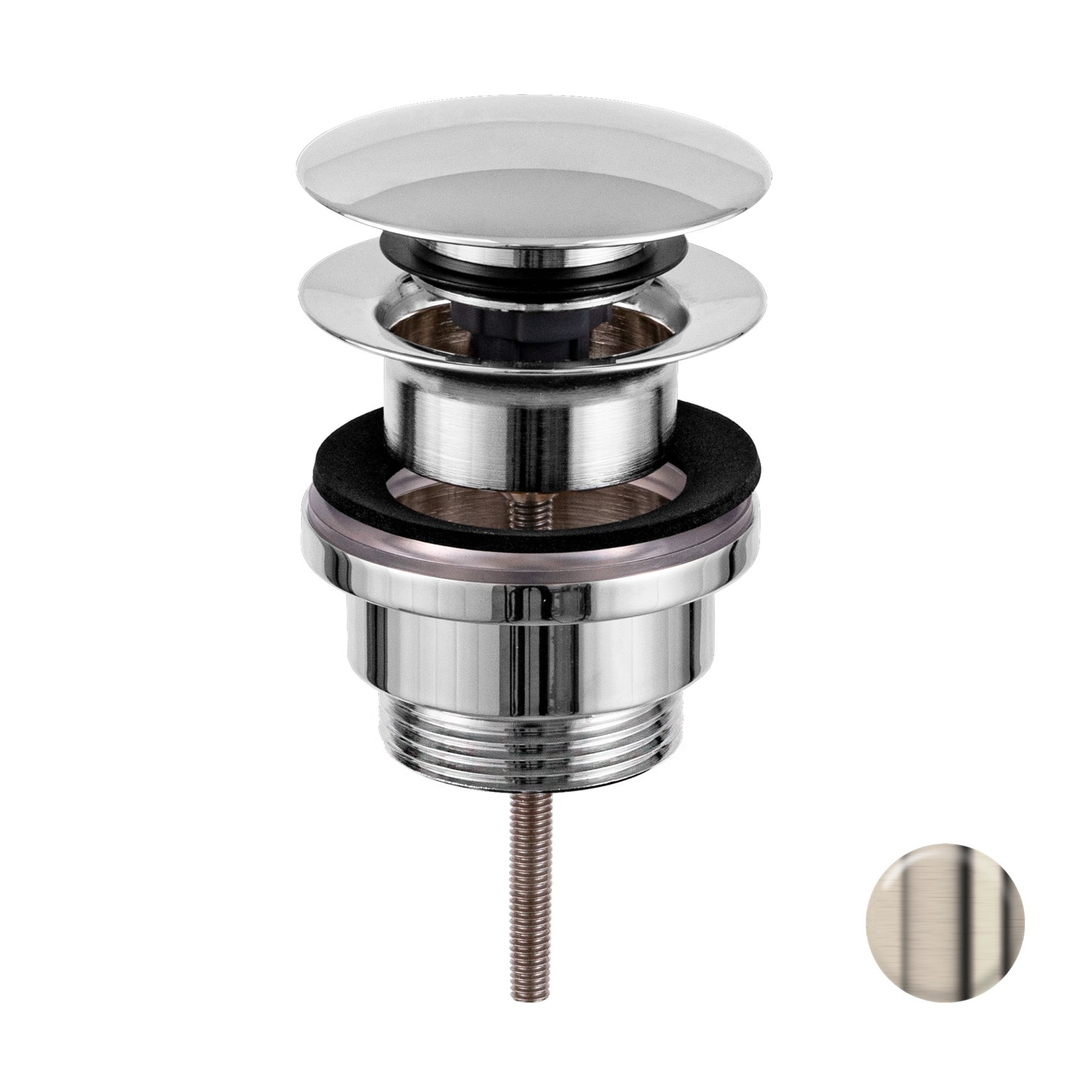Remer Донный клапан Click-Clack, универсальный 1”1/4, цвет: nichel spazzolato PVD 905CCR114NZ