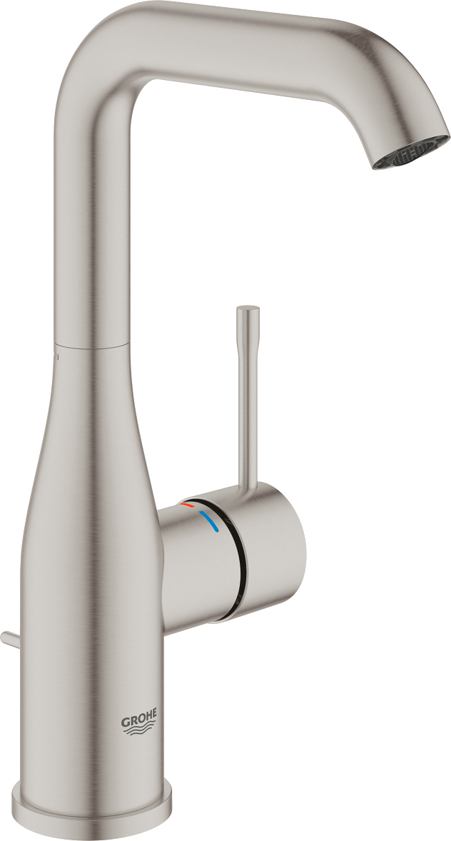 Grohe Essence New Смеситель для раковины высокий, с д/к, высота излива 21,1 см, цвет: суперсталь 32628DC1