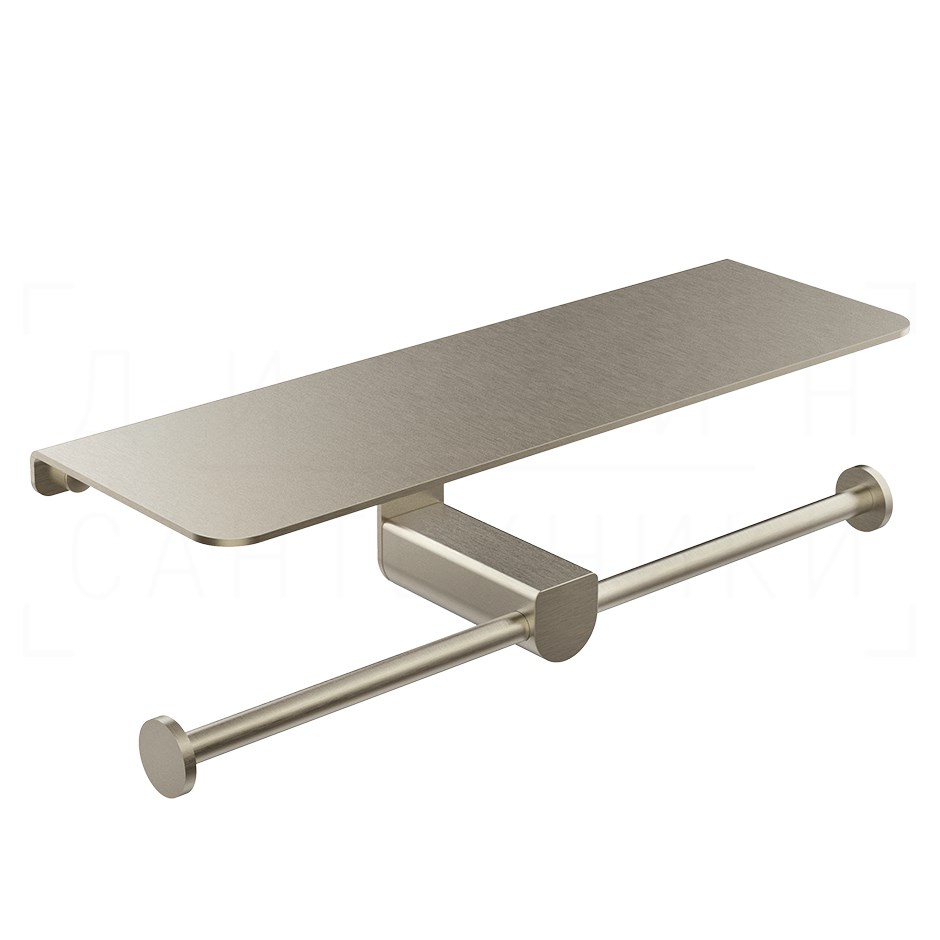 Gessi Rilievo Двойной держатель туалетной бумаги с полочкой, подвесной, цвет: finox brushed nickel 59450#149